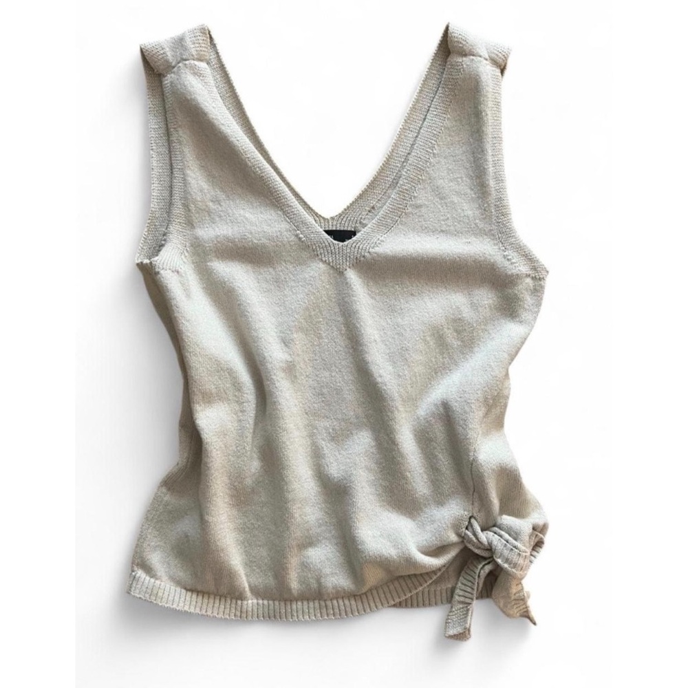 Vera Wang Simply Vera Cream Knit Tank Blouse with Tie Side